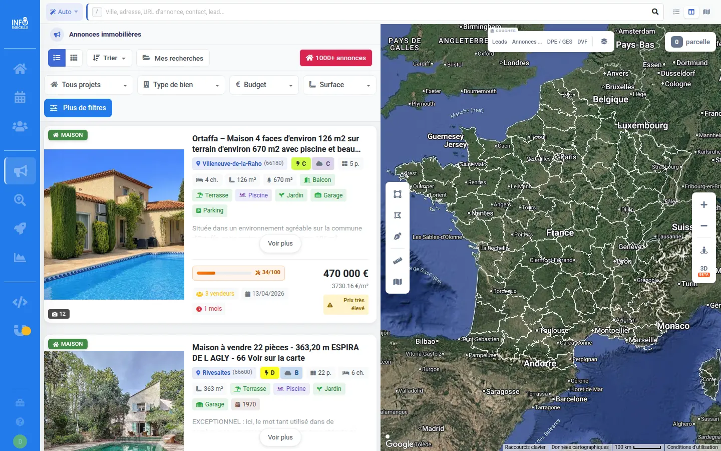 Pige immobilière Infoparcelle