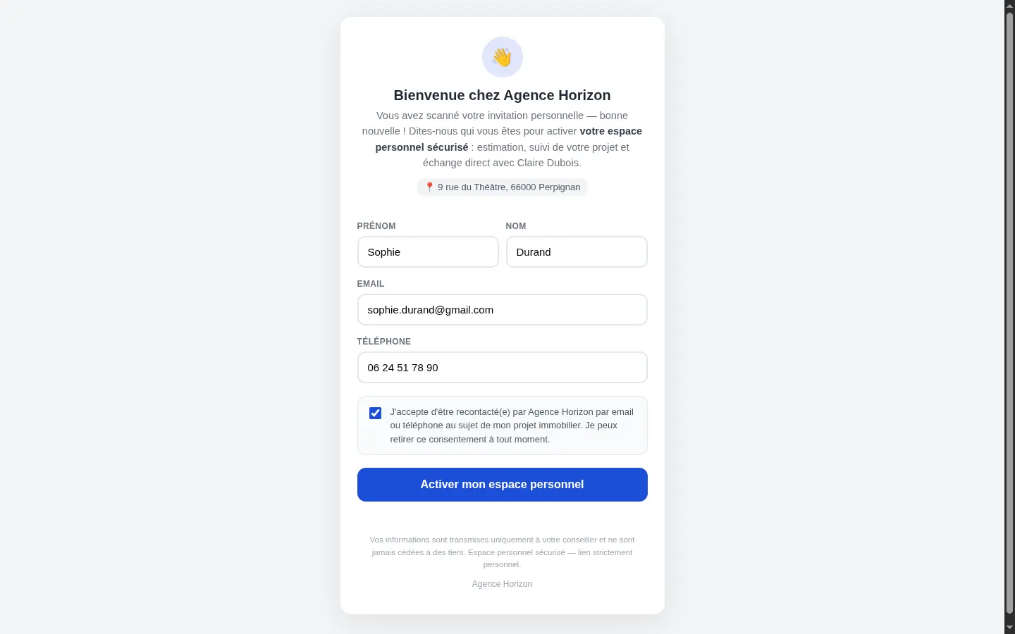 Auto-embarquement du prospect par QR code