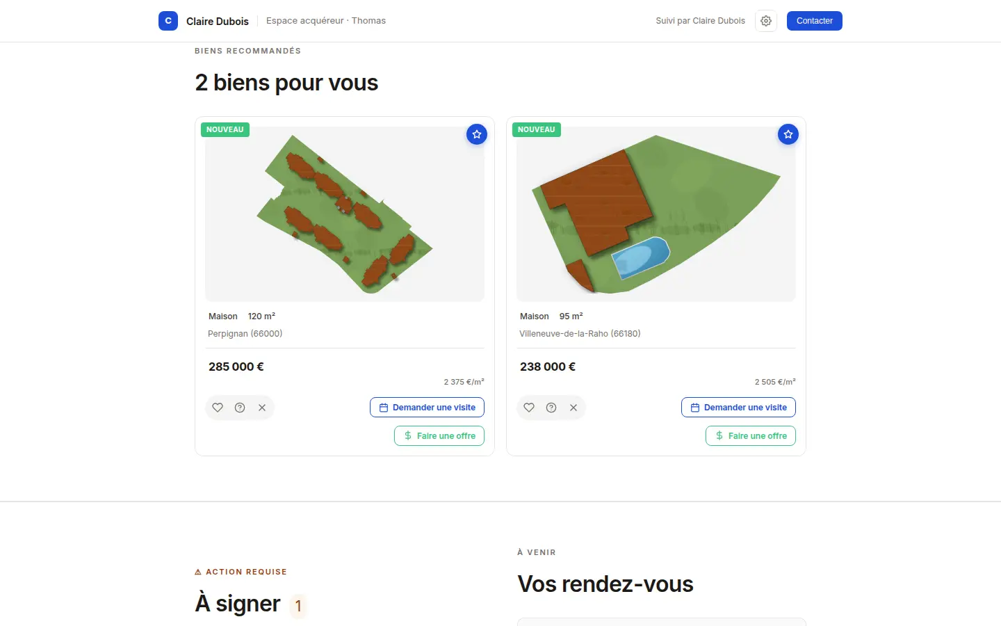 Propositions de biens sur le portail client